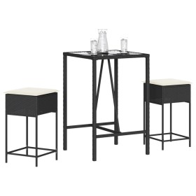 3-piece garden bar set with black PE rattan cushions by , Garden sets - Ref: Foro24-3261460, Price: 199,00 €, Discount: %