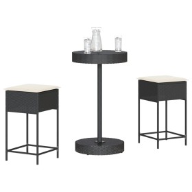 Garden high table and stools 3 pieces with black PE rattan cushions by , Garden sets - Ref: Foro24-3261441, Price: 197,07 €, ...