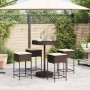 Garden table and high stools 5 pieces with brown PE rattan cushions by , Garden sets - Ref: Foro24-3261443, Price: 283,66 €, ...