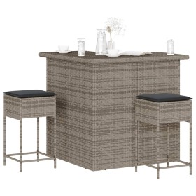 3-piece garden bar set with gray PE rattan cushions by , Garden sets - Ref: Foro24-3261504, Price: 339,38 €, Discount: %