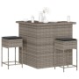 3-piece garden bar set with gray PE rattan cushions by , Garden sets - Ref: Foro24-3261504, Price: 340,52 €, Discount: %