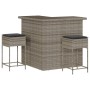 3-piece garden bar set with gray PE rattan cushions by , Garden sets - Ref: Foro24-3261504, Price: 340,52 €, Discount: %