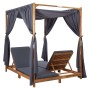 Double sun lounger with curtains and cushions in solid acacia wood by vidaXL, Loungers - Ref: Foro24-310319, Price: 738,40 €,...