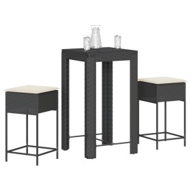 3-piece garden bar set with black PE rattan cushions by , Garden sets - Ref: Foro24-3261448, Price: 298,72 €, Discount: %