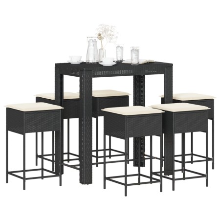 7-piece garden bar set with black PE rattan cushions by , Garden sets - Ref: Foro24-3261455, Price: 422,56 €, Discount: %