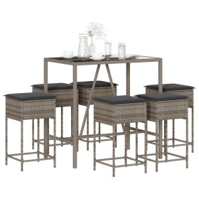 Juego de bar de jardín de 7 piezas con cojines ratán PE gris de , Conjuntos de jardín - Ref: Foro24-3261469, Precio: 427,99 €...