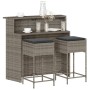 3-piece garden bar set with gray PE rattan cushions by , Garden sets - Ref: Foro24-3261488, Price: 302,35 €, Discount: %