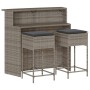 3-piece garden bar set with gray PE rattan cushions by , Garden sets - Ref: Foro24-3261488, Price: 302,35 €, Discount: %