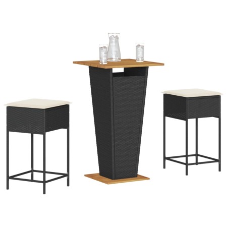 7-piece garden bar set with black PE rattan cushions by , Garden sets - Ref: Foro24-3261476, Price: 237,93 €, Discount: %