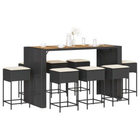 9-piece garden bar set with black PE rattan cushions by , Garden sets - Ref: Foro24-3261519, Price: 657,55 €, Discount: %