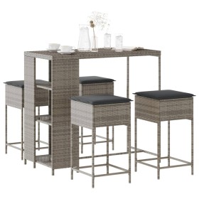 5-piece garden bar set with gray PE rattan cushions by , Garden sets - Ref: Foro24-3261495, Price: 312,88 €, Discount: %