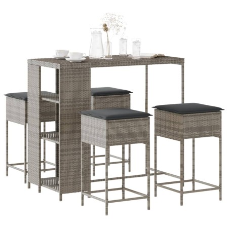 5-piece garden bar set with gray PE rattan cushions by , Garden sets - Ref: Foro24-3261495, Price: 313,14 €, Discount: %