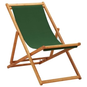 Silla de playa plegable madera de eucalipto y tela verde de vidaXL, Sillas de jardín - Ref: Foro24-310315, Precio: 57,31 €, D...