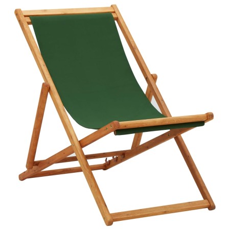 Silla de playa plegable madera de eucalipto y tela verde de vidaXL, Sillas de jardín - Ref: Foro24-310315, Precio: 57,99 €, D...