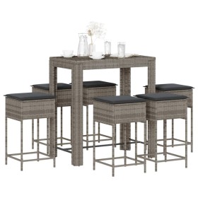 7-piece garden bar set with gray PE rattan cushions by , Garden sets - Ref: Foro24-3261457, Price: 386,33 €, Discount: %