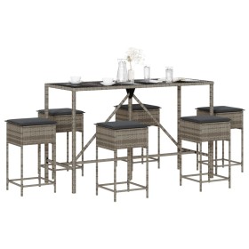 7-piece garden bar set with gray PE rattan cushions by , Garden sets - Ref: Foro24-3261474, Price: 392,99 €, Discount: %