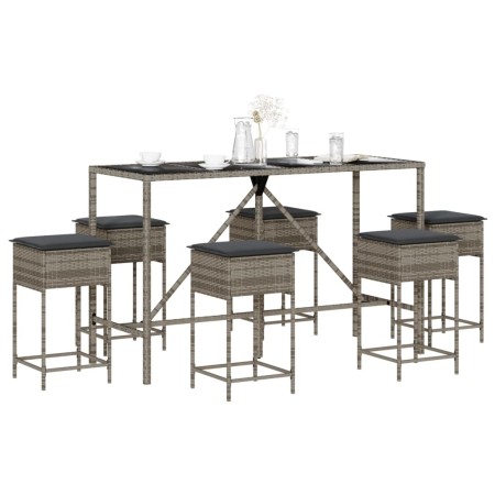 7-piece garden bar set with gray PE rattan cushions by , Garden sets - Ref: Foro24-3261474, Price: 391,59 €, Discount: %