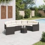 Semicircular garden sofa with table and black PE rattan cushions by , Outdoor sofas - Ref: Foro24-3318517, Price: 472,53 €, D...