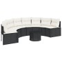 Semicircular garden sofa with table and black PE rattan cushions by , Outdoor sofas - Ref: Foro24-3318517, Price: 472,53 €, D...