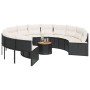 Round garden sofa with table and black PE rattan cushions by , Outdoor sofas - Ref: Foro24-3318548, Price: 643,02 €, Discount: %