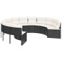 Round garden sofa with table and black PE rattan cushions by , Outdoor sofas - Ref: Foro24-3318548, Price: 643,02 €, Discount: %