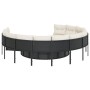 Round garden sofa with table and black PE rattan cushions by , Outdoor sofas - Ref: Foro24-3318548, Price: 643,02 €, Discount: %