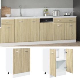 Lower kitchen cabinet made of plywood in oak color, measuring 60x46x81.5 cm. by , Kitchen cabinets - Ref: Foro24-849611, Pric...