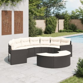 Semicircular garden sofa, 2 pieces, black synthetic rattan by , Outdoor sofas - Ref: Foro24-3262061, Price: 565,03 €, Discoun...