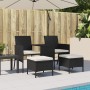 Zweiplätziges Gartensofa mit Tisch und Hockern aus schwarzem PE-Rattan. von , Outdoor-Sofas - Ref: Foro24-317626, Preis: 235,...