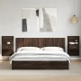 Wall-mounted bedside tables with LED lights, 2 units, brown oak. by , Nightstands - Ref: Foro24-848170, Price: 120,77 €, Disc...