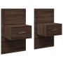 Wall-mounted bedside tables with LED lights, 2 units, brown oak. by , Nightstands - Ref: Foro24-848170, Price: 120,77 €, Disc...