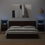 Wall-mounted bedside tables with LED lights, 2 units, brown oak. by , Nightstands - Ref: Foro24-848170, Price: 120,77 €, Disc...