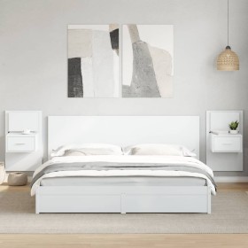 Wall-mounted bedside tables with LED lights, 2 units, white by , Nightstands - Ref: Foro24-848158, Price: 121,36 €, Discount: %