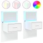 Wall-mounted bedside tables with LED lights, 2 units, white by , Nightstands - Ref: Foro24-848158, Price: 121,36 €, Discount: %