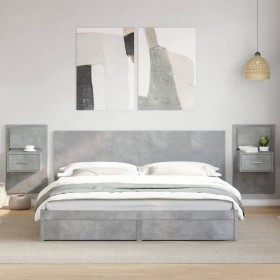 Wall-mounted bedside tables with LED lights 2 units concrete gray by , Nightstands - Ref: Foro24-848164, Price: 116,99 €, Dis...