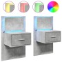 Wall-mounted bedside tables with LED lights 2 units concrete gray by , Nightstands - Ref: Foro24-848164, Price: 117,14 €, Dis...