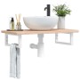 Wall-mounted steel and solid oak wood sink shelf by , bathroom vanities - Ref: Foro24-3302328, Price: 76,68 €, Discount: %