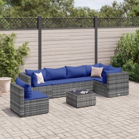 7-piece garden furniture set with gray synthetic rattan cushions by , Garden sets - Ref: Foro24-3308183, Price: 458,99 €, Dis...