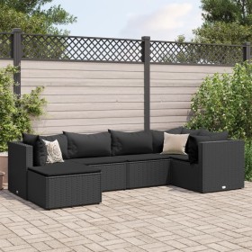 Set muebles de jardín 6 piezas y cojines ratán sintético negro de , Conjuntos de jardín - Ref: Foro24-3308211, Precio: 465,16...