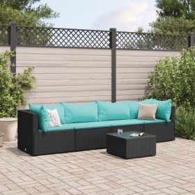 5-piece garden furniture set with black synthetic rattan cushions by , Garden sets - Ref: Foro24-3308012, Price: 341,99 €, Di...