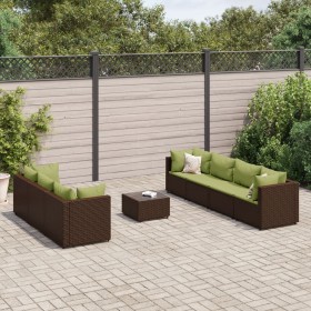 Set of 8-piece garden sofas and brown synthetic rattan cushions by , Garden sets - Ref: Foro24-3308038, Price: 572,37 €, Disc...