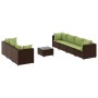 Set of 8-piece garden sofas and brown synthetic rattan cushions by , Garden sets - Ref: Foro24-3308038, Price: 572,37 €, Disc...