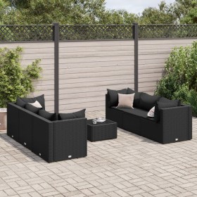 Set de muebles de jardín y cojines 7 pzas ratán sintético negro de , Conjuntos de jardín - Ref: Foro24-3308027, Precio: 538,9...