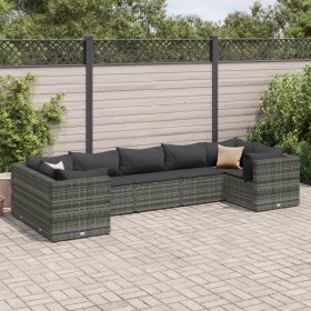 7-piece garden furniture set with gray synthetic rattan cushions by , Garden sets - Ref: Foro24-3308258, Price: 435,99 €, Dis...