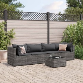 Gartenmöbel-Set 5-teilig mit grauen Polstern aus synthetischem Rattan von , Gartensets - Ref: Foro24-3308010, Preis: 288,89 €...