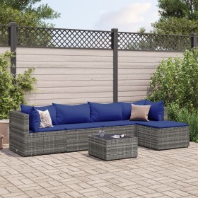 6-piece garden furniture set with gray synthetic rattan cushions by , Garden sets - Ref: Foro24-3308071, Price: 319,28 €, Dis...