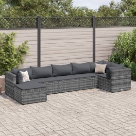 7-piece garden furniture set with gray synthetic rattan cushions by , Garden sets - Ref: Foro24-3308226, Price: 439,62 €, Dis...