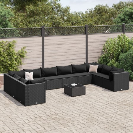 Garden furniture set 11 pieces and black synthetic rattan cushions by , Garden sets - Ref: Foro24-3308291, Price: 862,10 €, D...