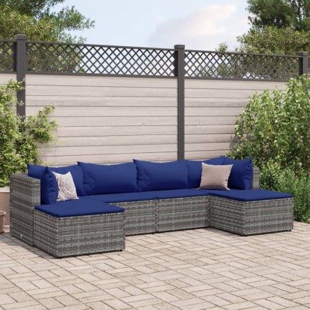 6-piece garden furniture set with gray synthetic rattan cushions by , Garden sets - Ref: Foro24-3308247, Price: 320,82 €, Dis...