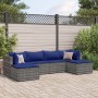 6-piece garden furniture set with gray synthetic rattan cushions by , Garden sets - Ref: Foro24-3308247, Price: 319,43 €, Dis...